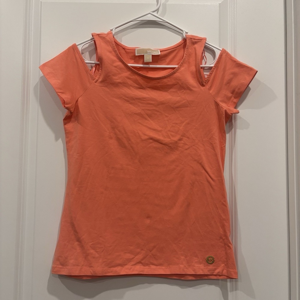 Michael‎ Kors Cold Shoulder Top Casual Everyday Coral Top Size Small